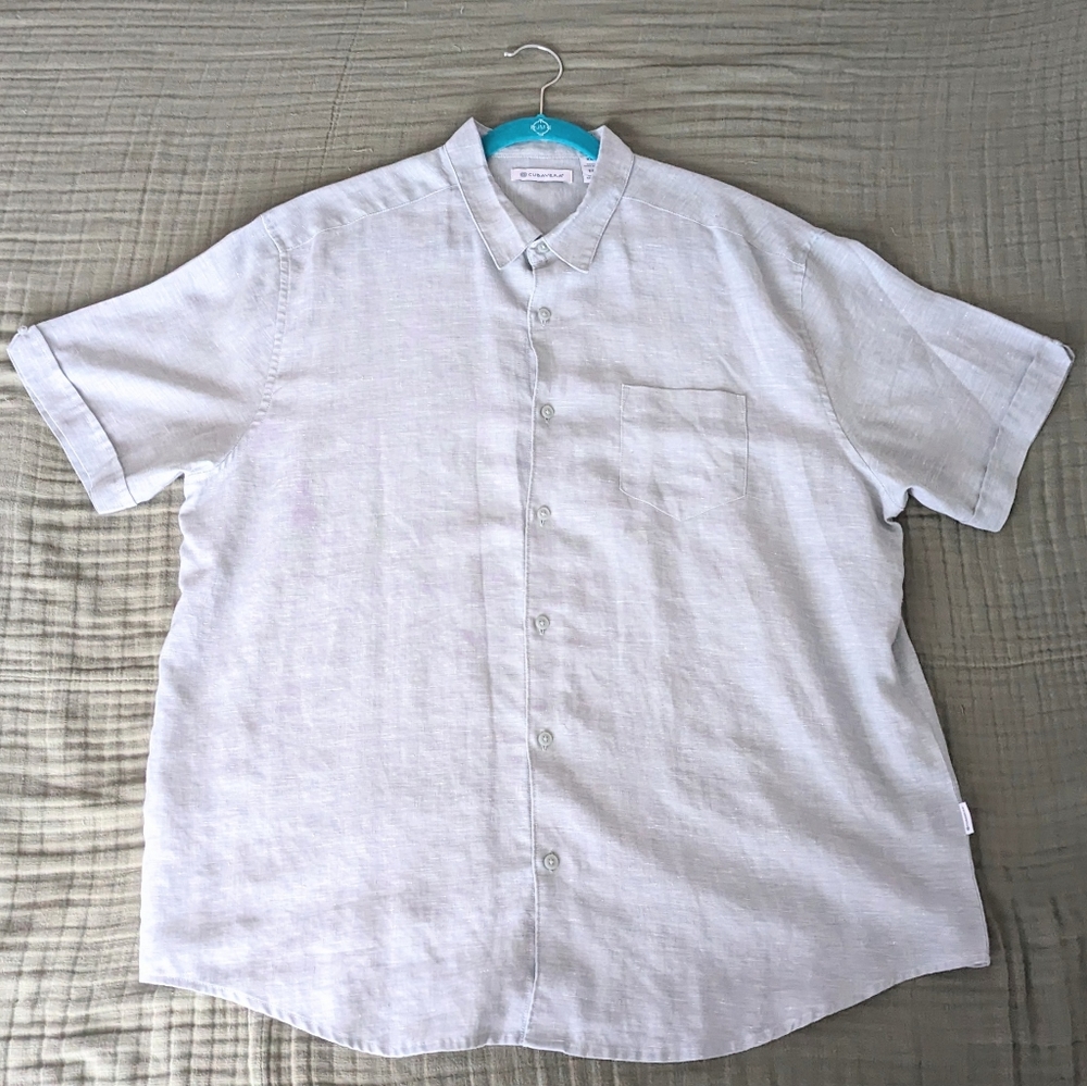 Cubavera Men's One Chest Pocket Short Sleeve Polo Shirt Sage Green - XXL